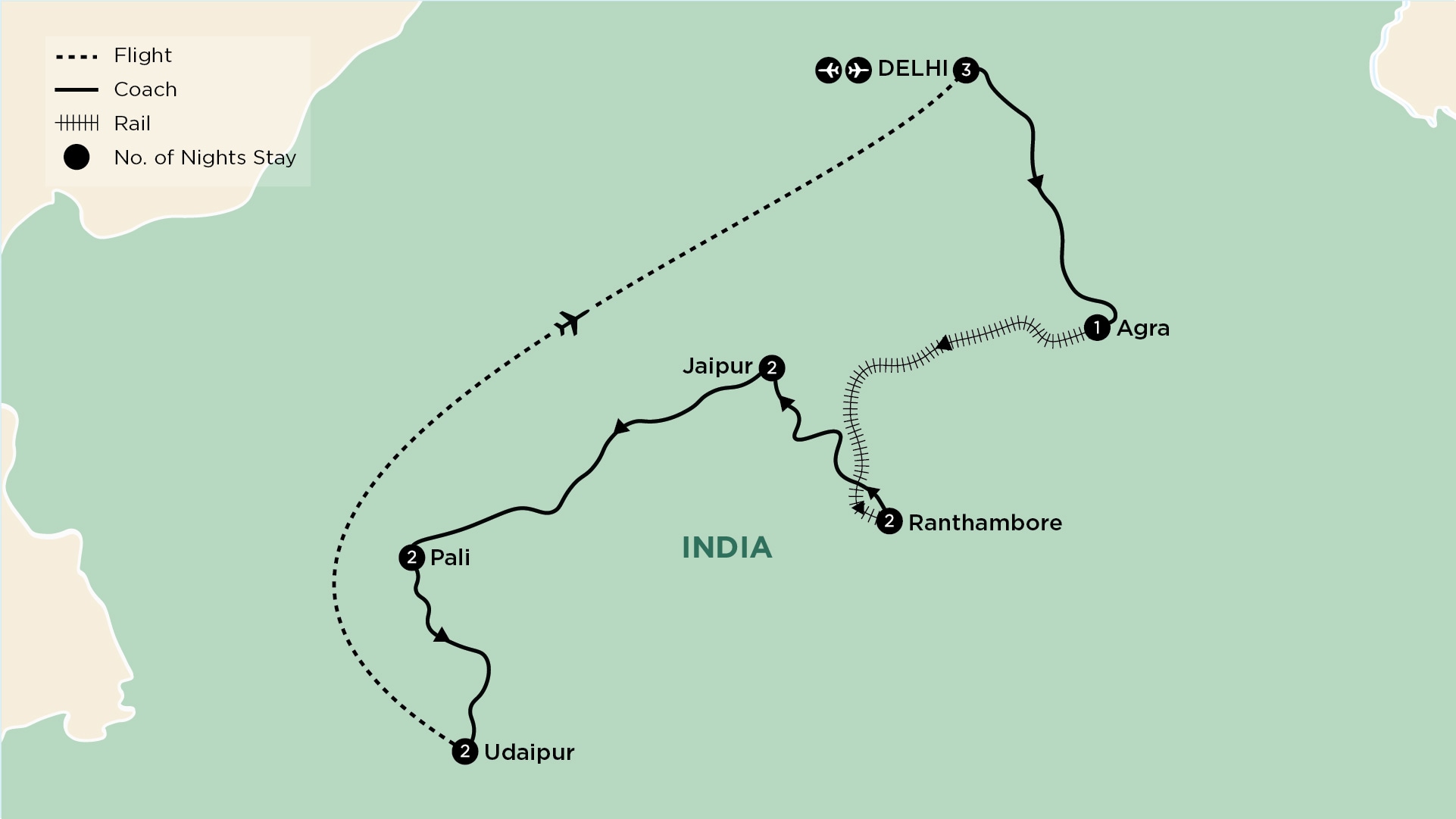 tourhub | APT | Northern India Sensory Marvels of Rajasthan | Tour Map