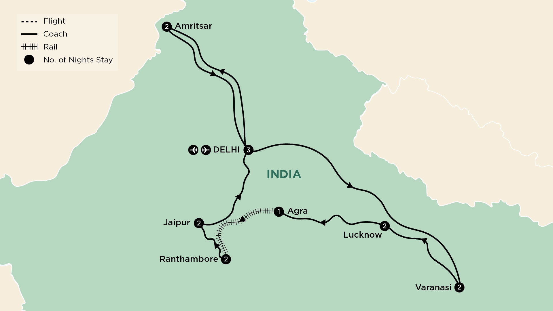 tourhub | APT | Northern Indian West to East Odyssey | Tour Map