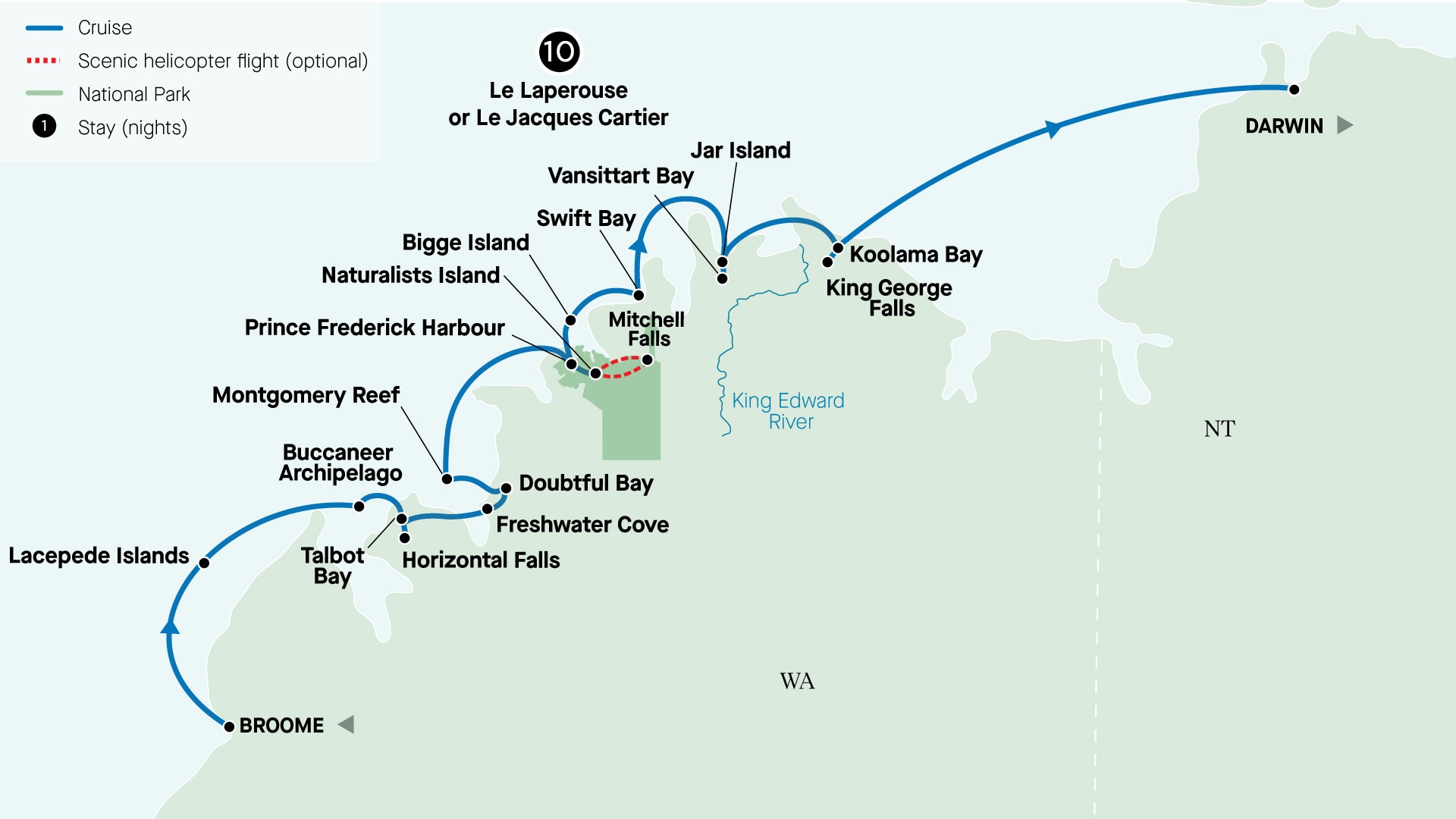 tourhub | APT | Kimberley Coastal Expedition | Tour Map