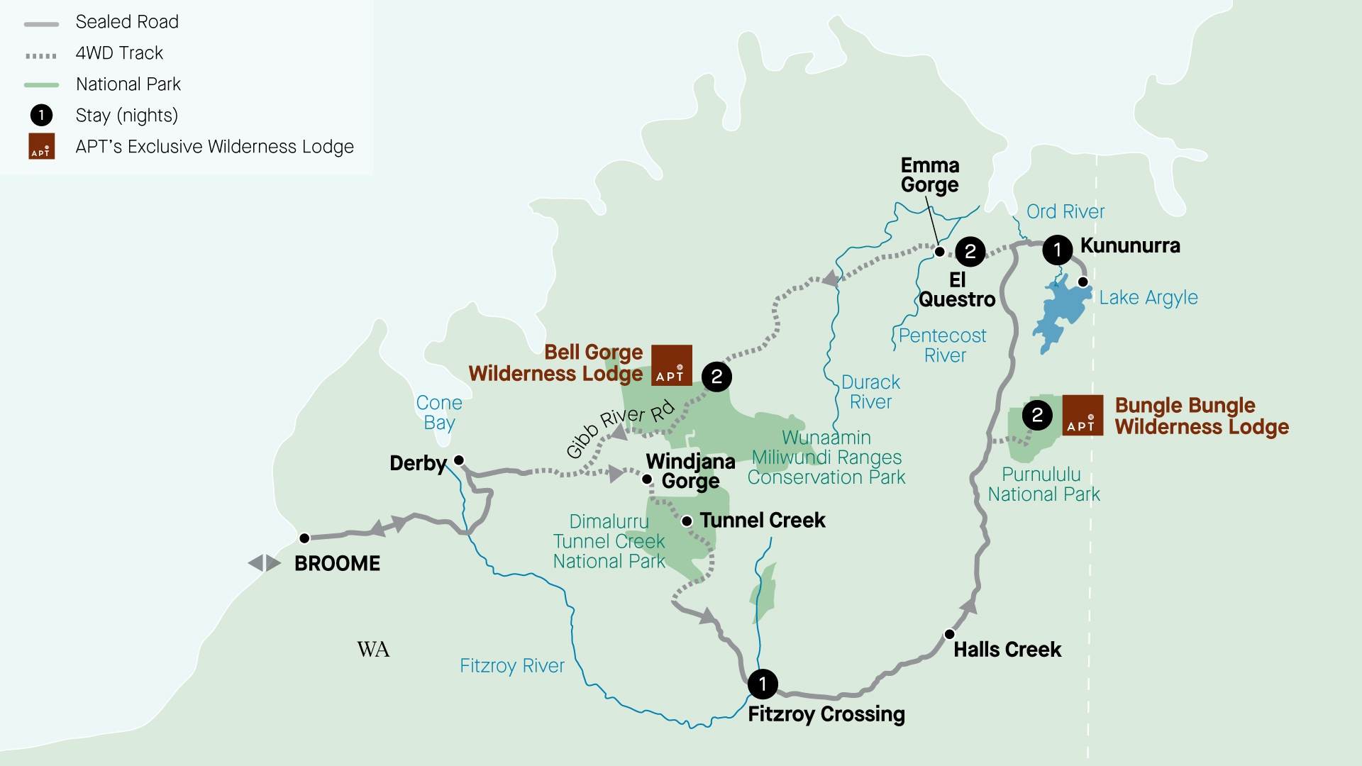 tourhub | APT | Essence of the Kimberley | Tour Map