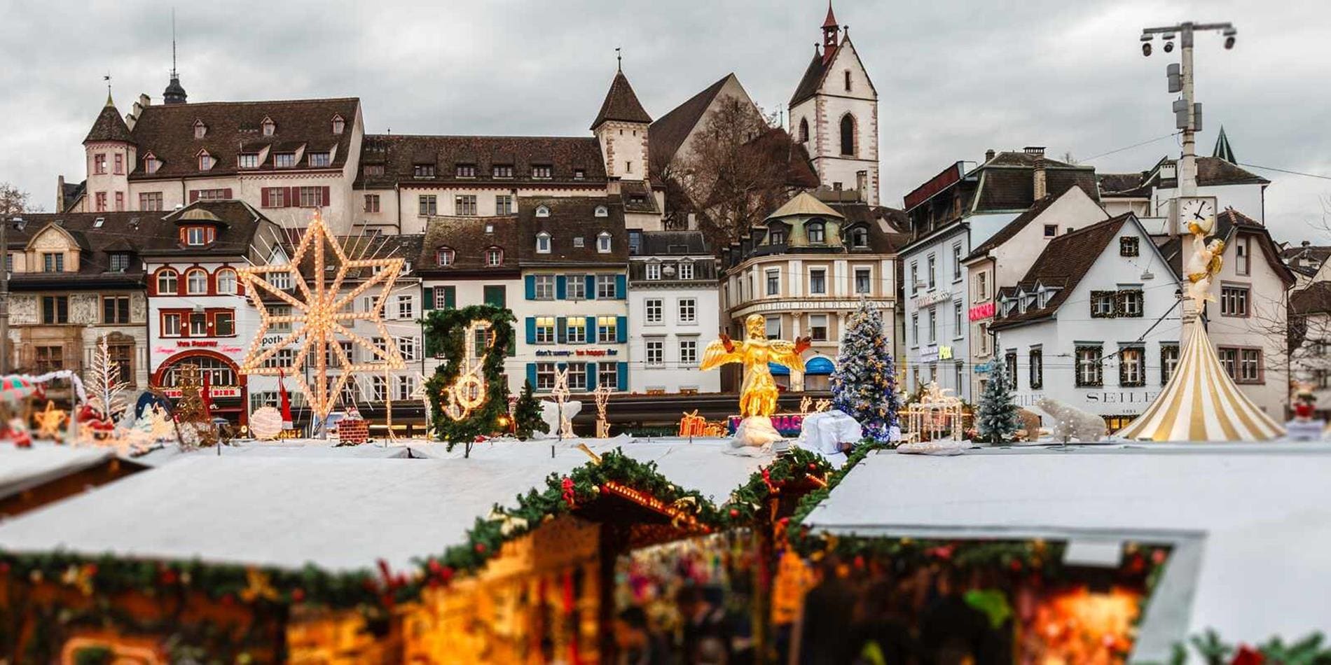 Christmas market in the old town of Basel, Switzerland
