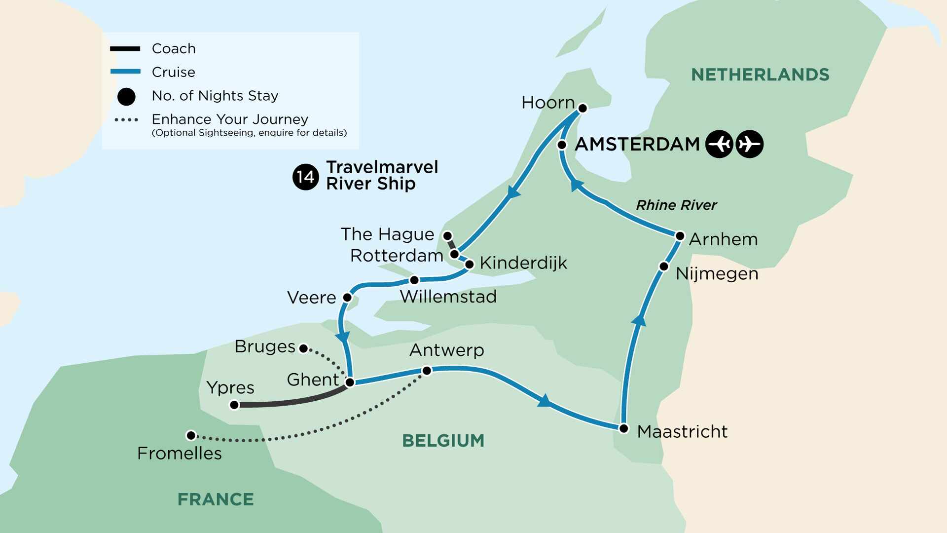 tourhub | APT | Springtime in The Netherlands and Belgium | Tour Map
