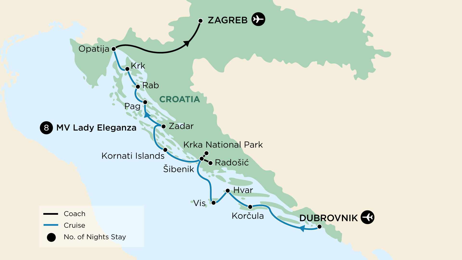 tourhub | APT | Croatian Island Discovery | Tour Map