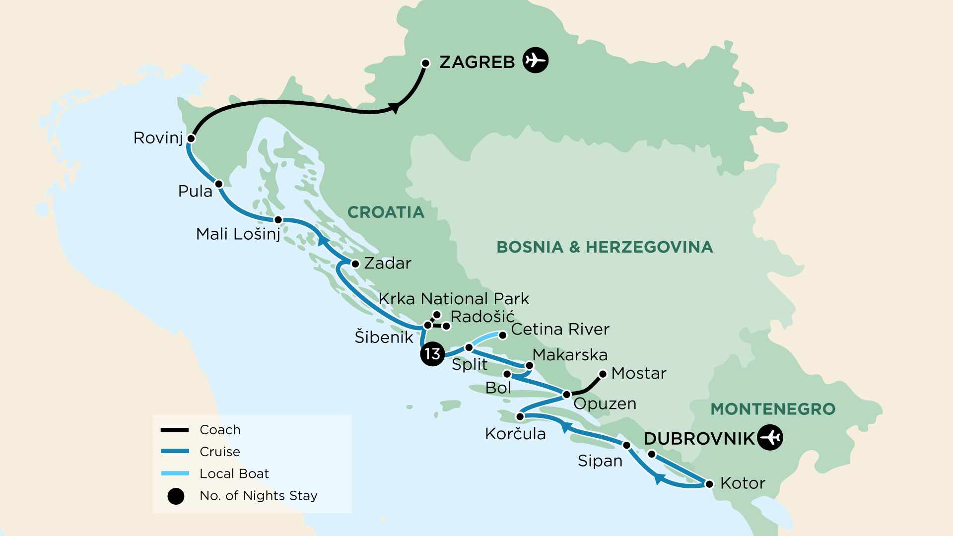 tourhub | APT | Croatia and Montenegro In-Depth | Tour Map