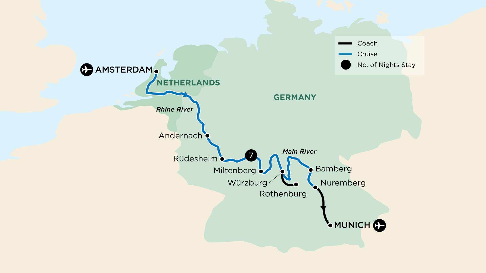 tourhub | APT | Highlights of the Rhine and Main | Tour Map