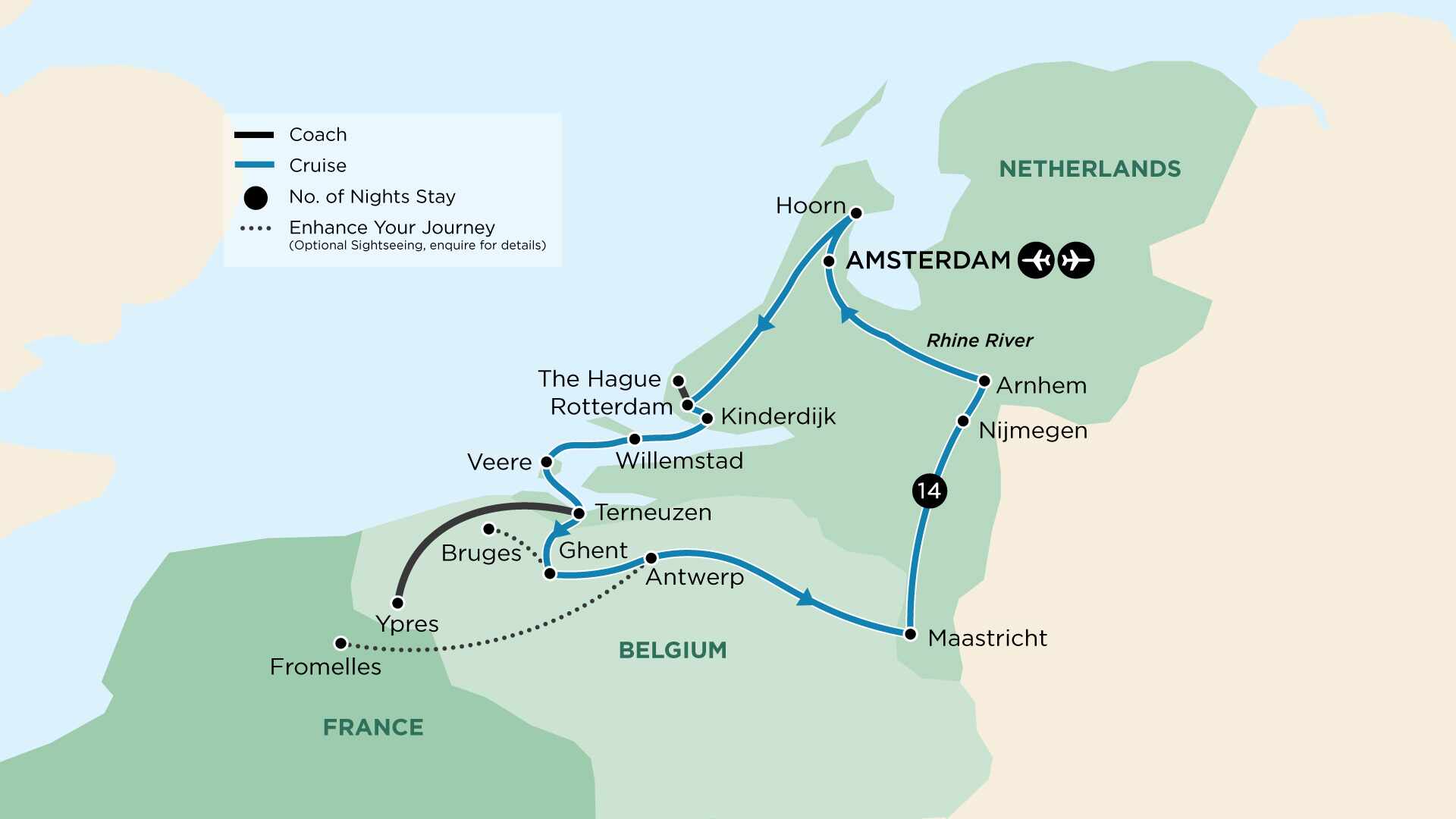 tourhub | APT | Springtime in The Netherlands and Belgium | Tour Map