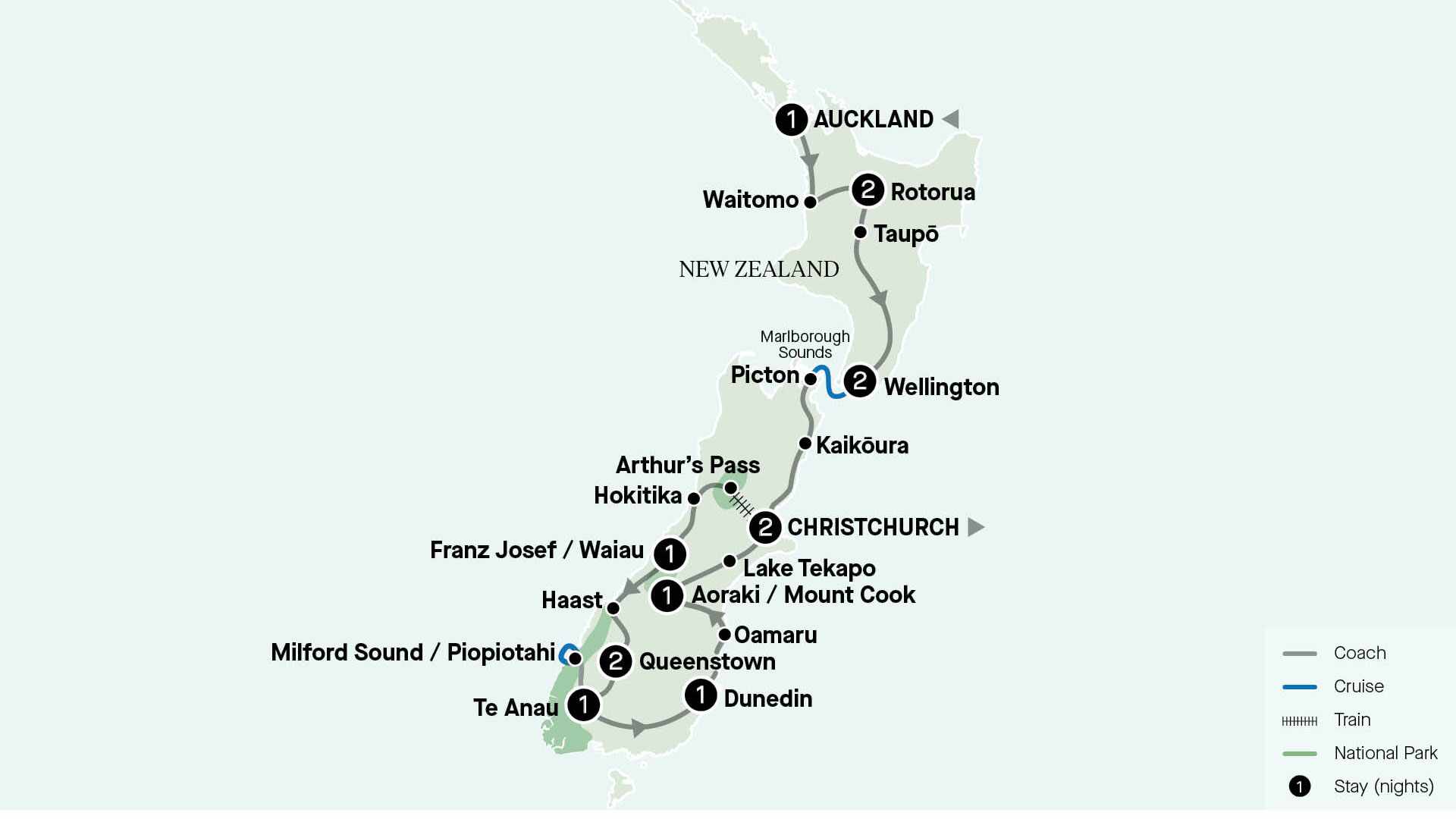 tourhub | APT | New Zealand Highlighter | Tour Map