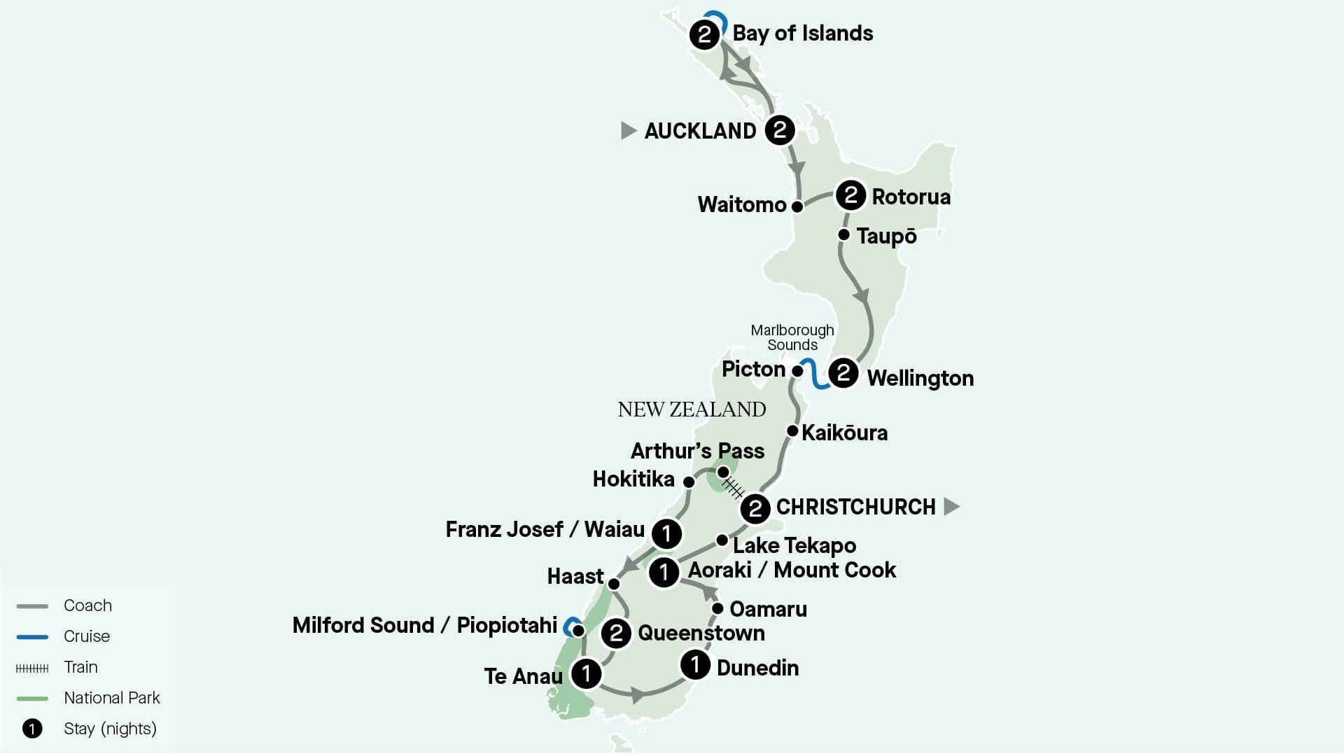 tourhub | APT | New Zealand Wonderland | Tour Map