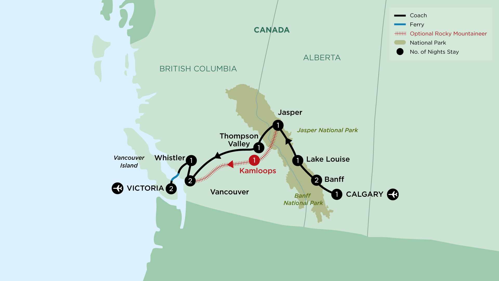 tourhub | APT | Passage Through the Rockies | Tour Map