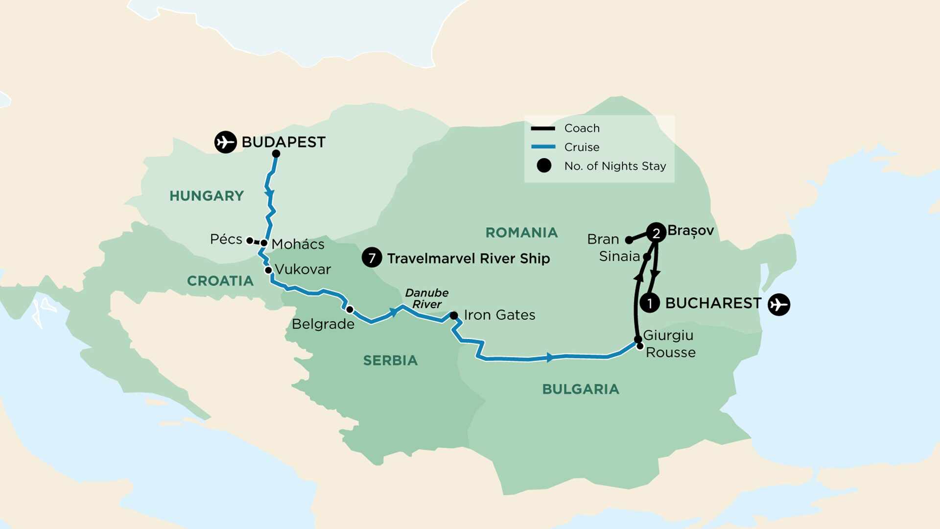 tourhub | APT | Balkan Adventure with Transylvania | Tour Map