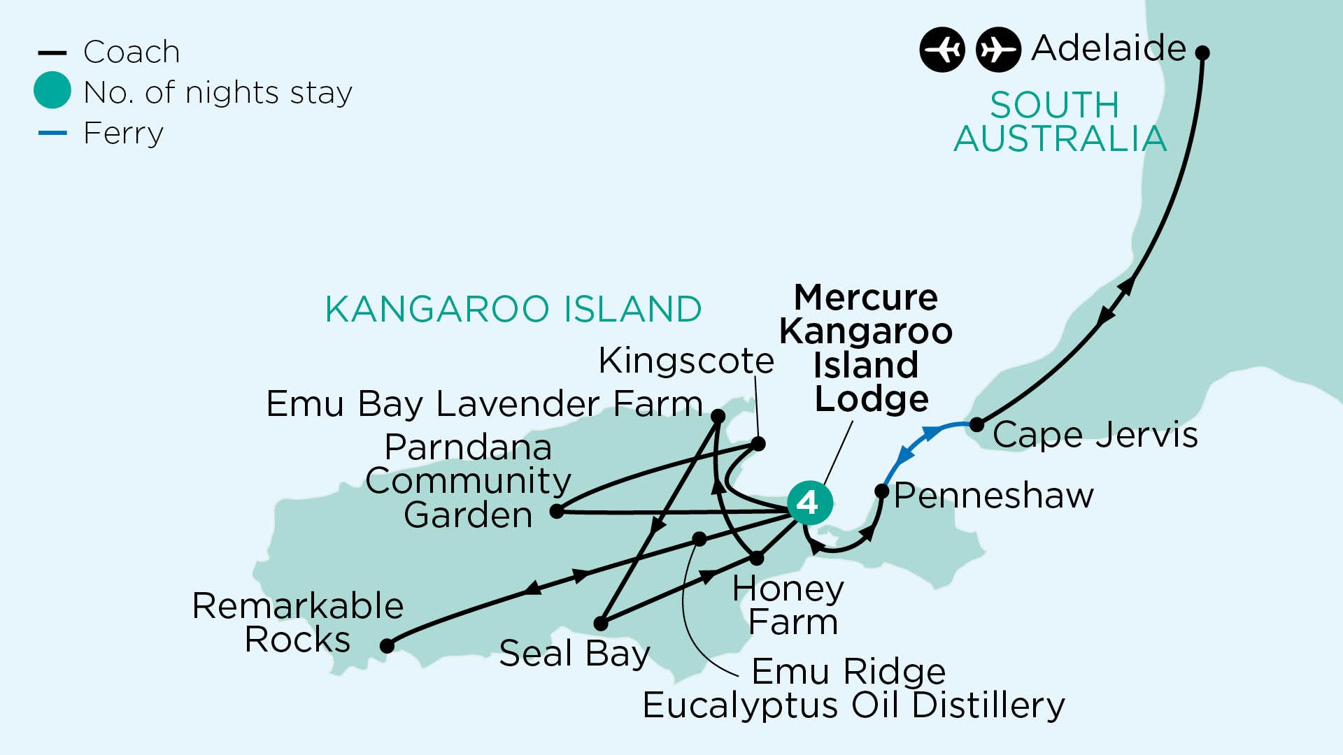 tourhub | APT | Private Gardens, Nature & Wildlife of Kangaroo Island | Tour Map