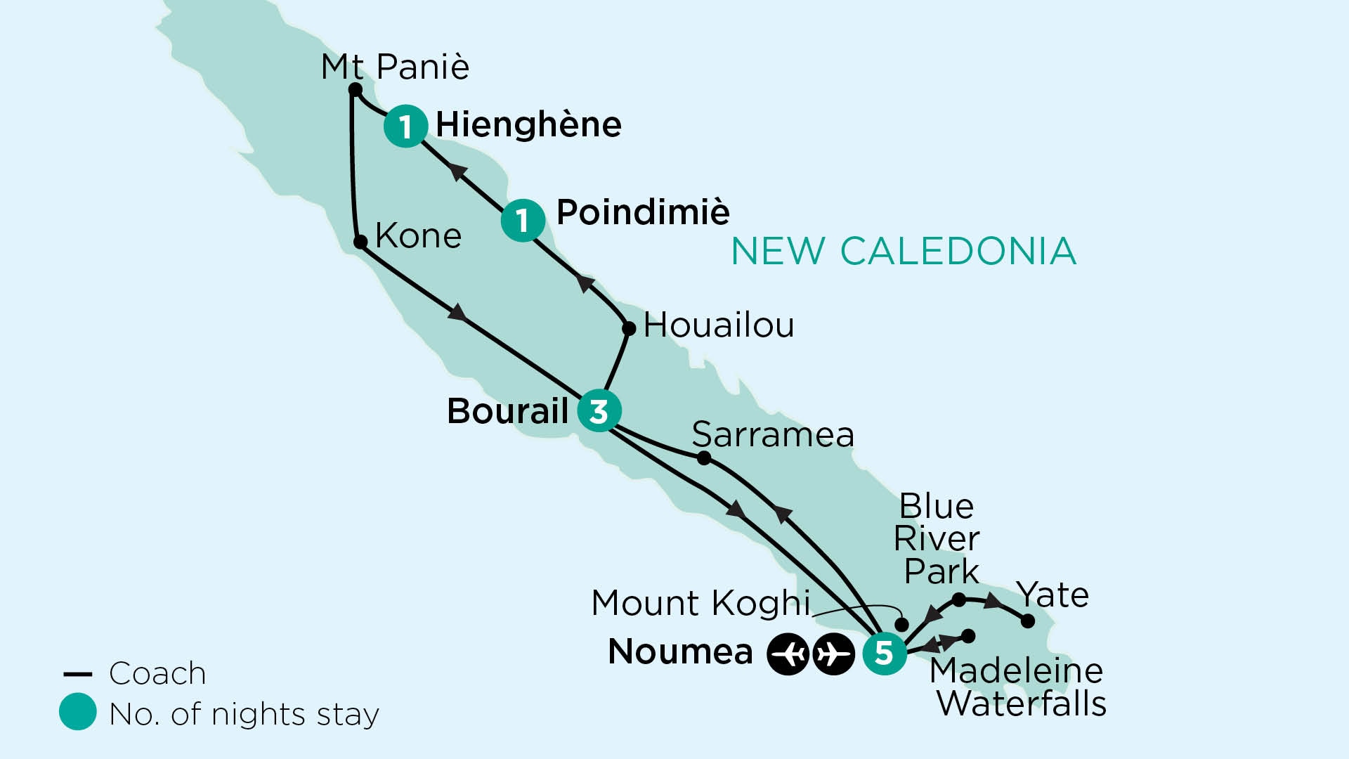 tourhub | APT | Natural Landscapes, Native Flora and Culture of New Caledonia Walking Tour | Tour Map