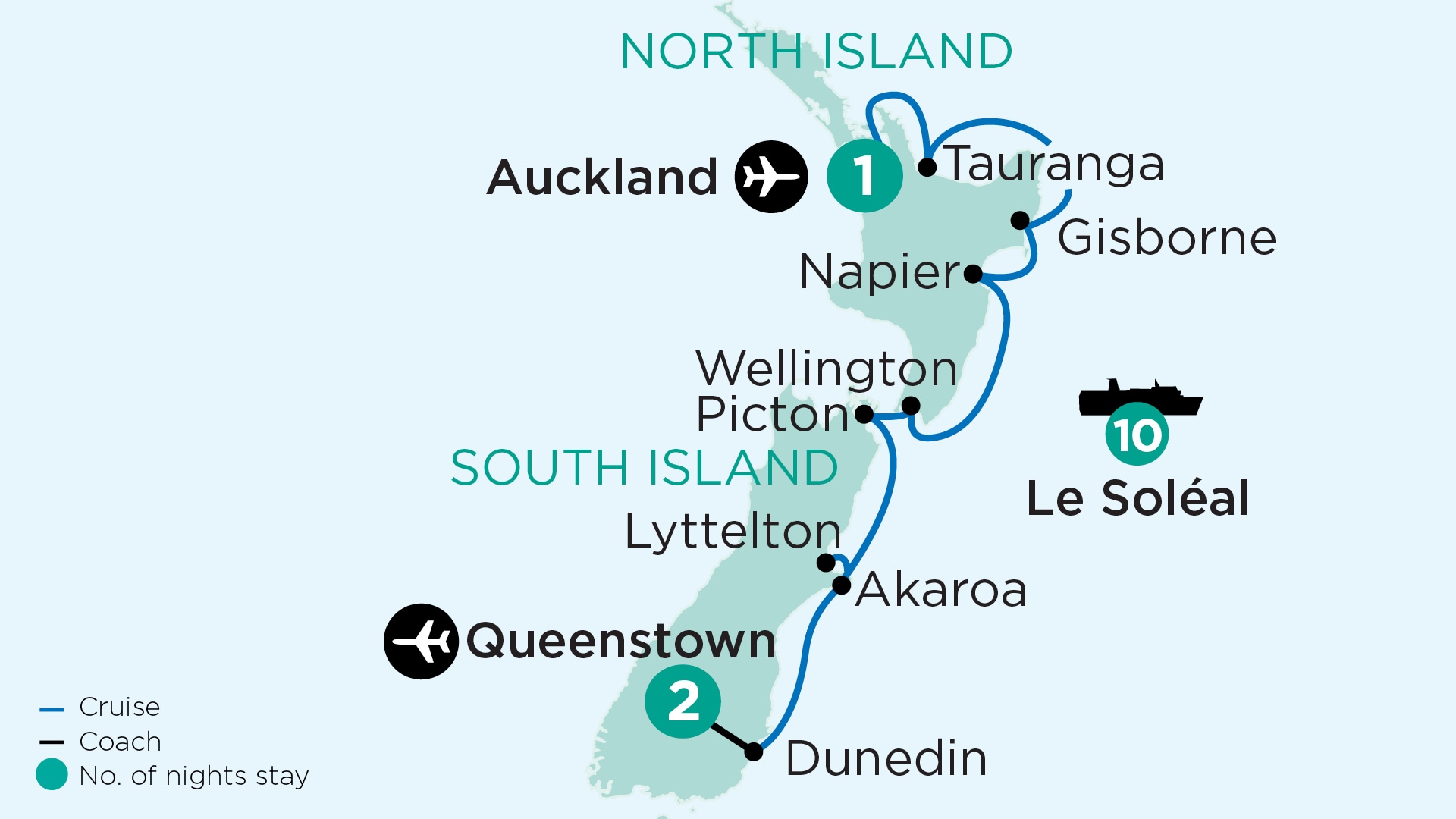 tourhub | APT | Botanical Discovery & Private Gardens of New Zealand by Small Ship  | Tour Map