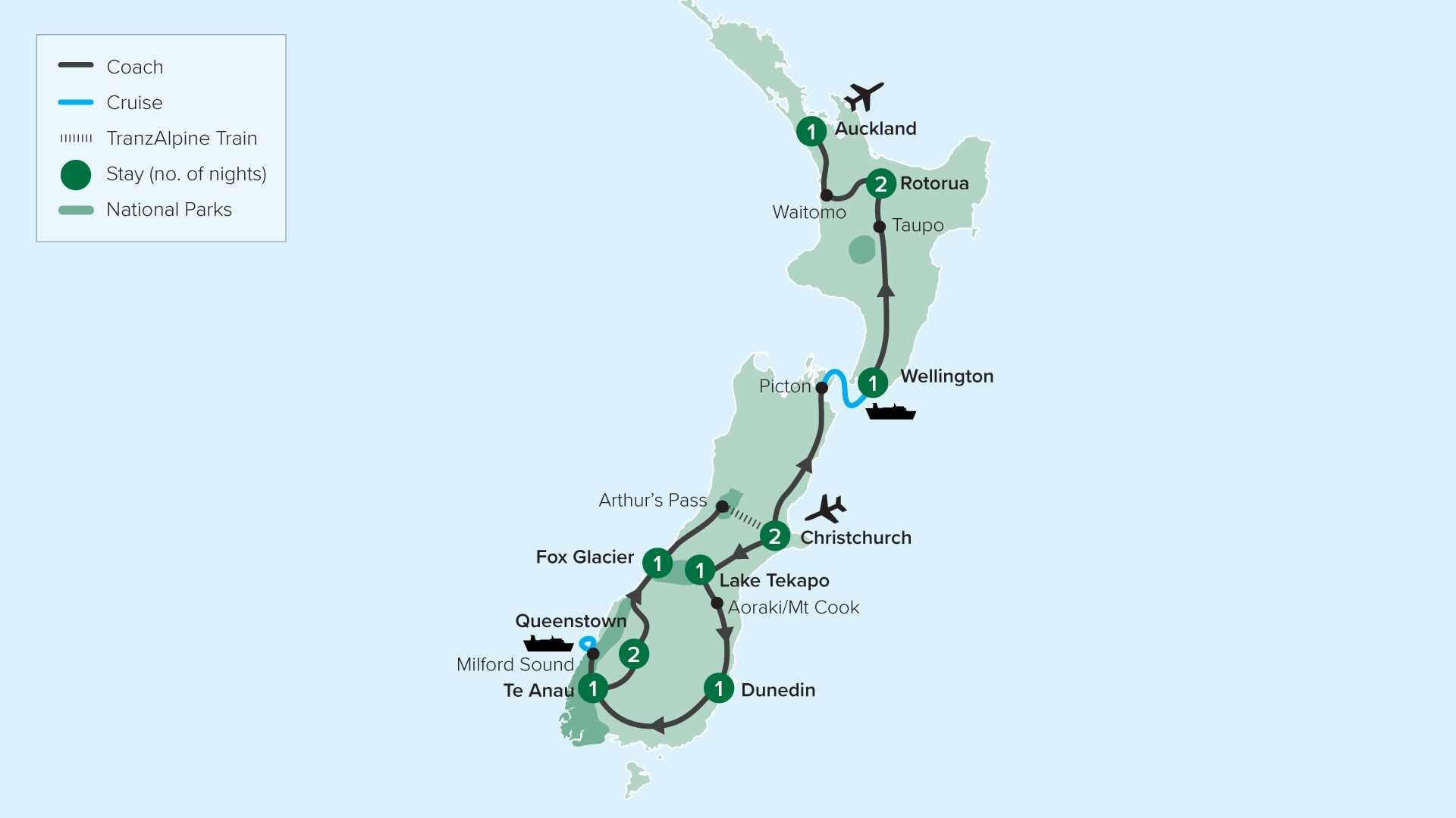 tourhub | APT | Incredible New Zealand | Tour Map